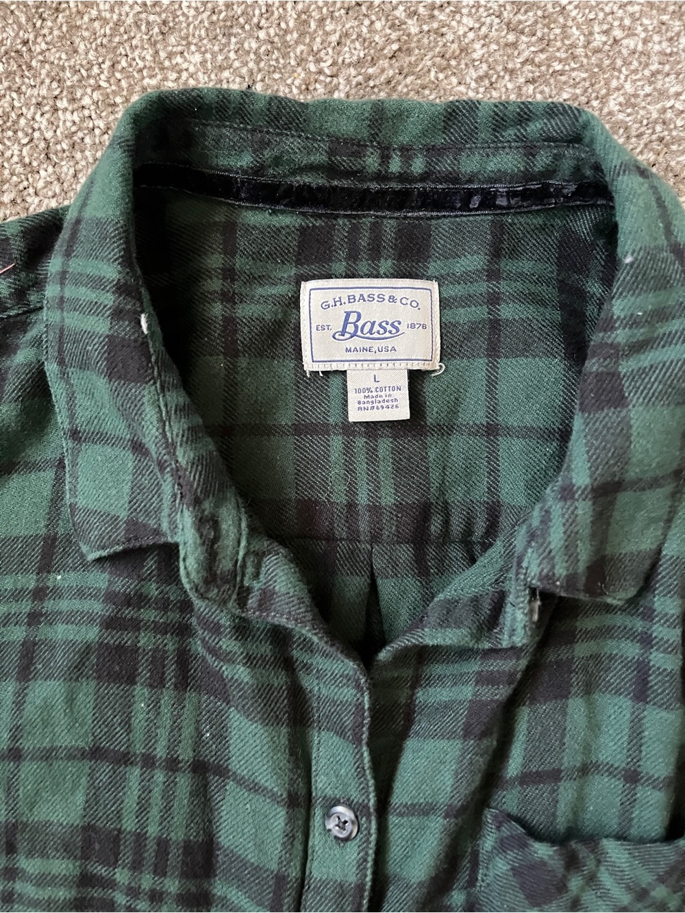 G.H. Bass & Co. Green and Black Plaid Button-Down Shirt